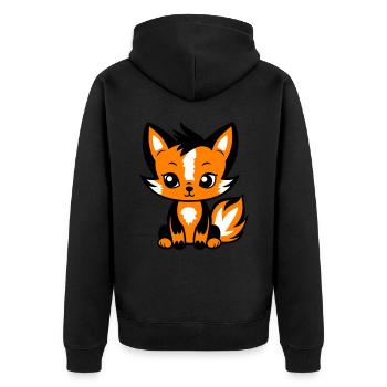 Fuchs Tier Baby - Unisex Premium Bio Zip Hoodie - Schwarz - Hinten - Nico (187cm)