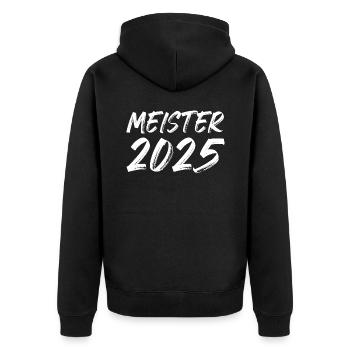 Meister 2025 - Unisex Premium Bio Zip Hoodie - Schwarz - Hinten - Nico (187cm)