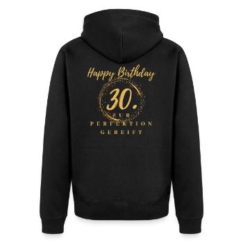30. Geburtstag Mann oder Frau - Geburtstags Shirt - Unisex Premium Bio Zip Hoodie - Schwarz - Hinten - Nico (187cm)