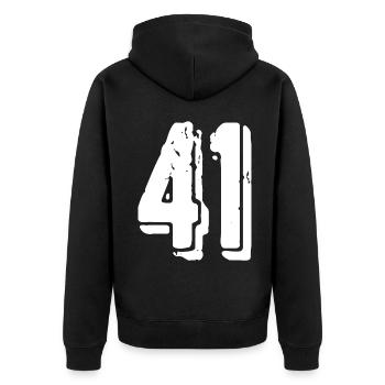Maillot à 41 numéros - Veste à capuche bio Premium Unisexe - noir - Dos - Nico (187cm)