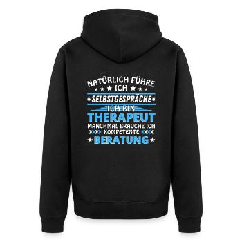 Je me parle à soi-même - Édition thérapeute - Veste à capuche bio Premium Unisexe - noir - Dos - Nico (187cm)