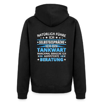 I Talk to Myself - Petrol Station Attendant Edition - Unisex Premium Organic Zip Hoodie - black - Back - Nico (187cm)