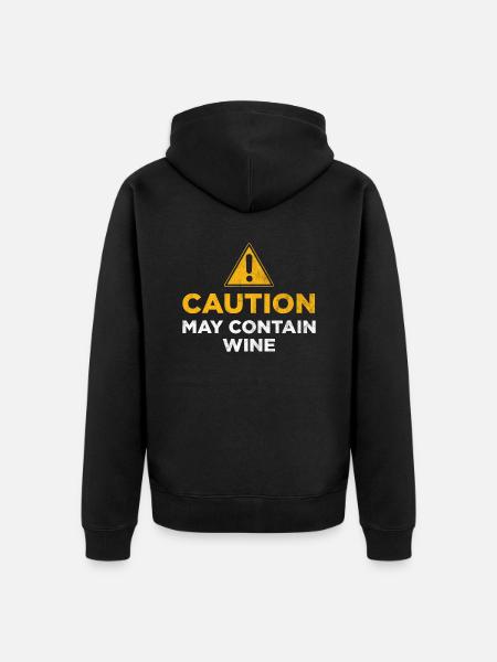 Caution may contain wine - Unisex Premium Organic Zip Hoodie - black