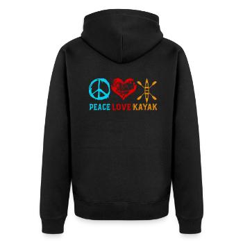 Kajakfahren Peace Love Kayak - Unisex Premium Bio Zip Hoodie - Schwarz - Hinten - Nico (187cm)