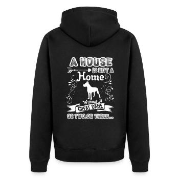 Great Dane Home Without Great Dane - Unisex Premium Organic Zip Hoodie - black - Back - Nico (187cm)