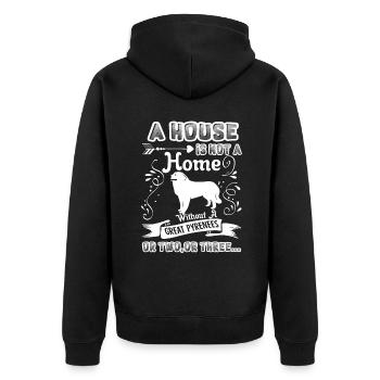 Great Pyrenees Home Without Great Pyrenees - Unisex Premium Organic Zip Hoodie - black - Back - Nico (187cm)