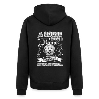 Labradoodle Home Without Labradoodle - Unisex Premium Organic Zip Hoodie - black - Back - Nico (187cm)