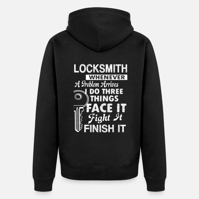 Locksmith Locksmith Solves Problem - Unisex Premium Organic Zip Hoodie - black