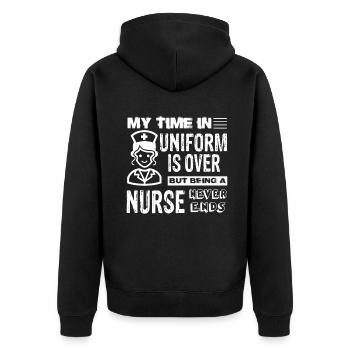 Nurse Being A Nurse Never Ends - Unisex Premium Organic Zip Hoodie - black - Back - Nico (187cm)