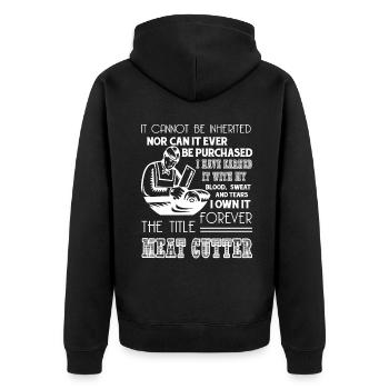Meat Cutter Forever Title Meat Cutter - Unisex Premium Organic Zip Hoodie - black - Back - Nico (187cm)