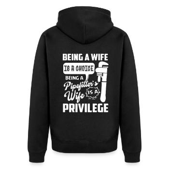 Pipefitter Being A Pipefitters Wife - Unisex Premium Organic Zip Hoodie - black - Back - Nico (187cm)