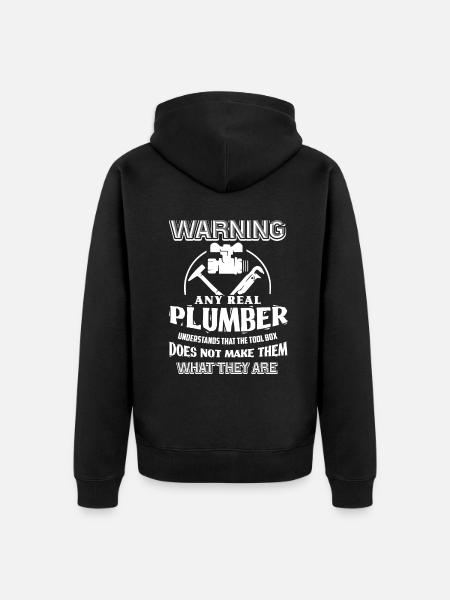 Plumber Plumber Warning - Unisex Premium Organic Zip Hoodie - black