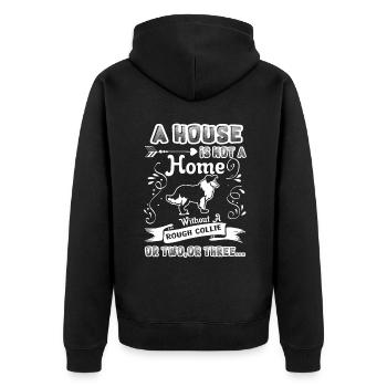 Rough Collie Home Without Rough Collie - Unisex Premium Organic Zip Hoodie - black - Back - Nico (187cm)