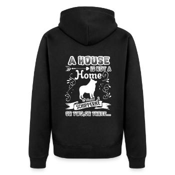 Schipperke Home Without Schipperke - Unisex Premium Organic Zip Hoodie - black - Back - Nico (187cm)