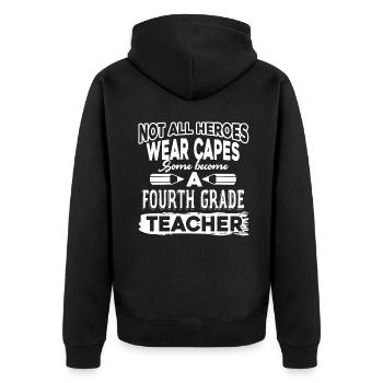 4th Grade Teacher 4th Grade Teacher Hero - Unisex Premium Organic Zip Hoodie - black - Back - Nico (187cm)