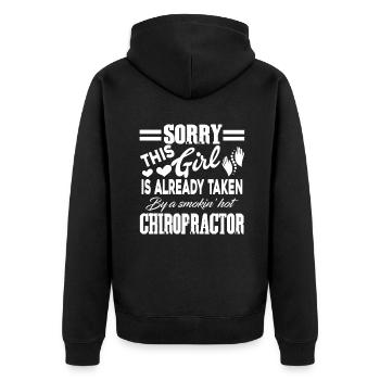 Chiropractor Taken By Hot Chiropractor - Unisex Premium Organic Zip Hoodie - black - Back - Nico (187cm)