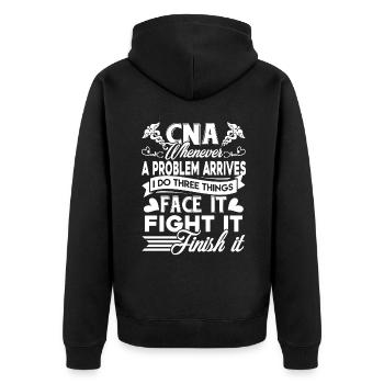 CNA CNA Solves Problem - Unisex Premium Organic Zip Hoodie - black - Back - Nico (187cm)
