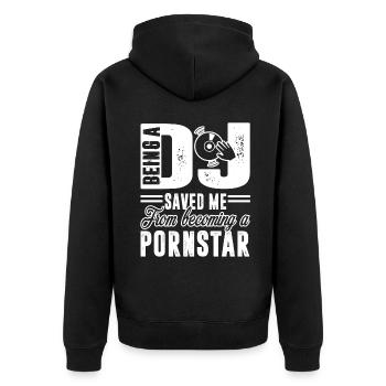 DJ Being A DJ Saved Me - Unisex Premium Organic Zip Hoodie - black - Back - Nico (187cm)