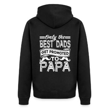 Father's Day Get Promoted To Papa - Unisex Premium Organic Zip Hoodie - black - Back - Nico (187cm)