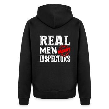 Inspector Real Men Marry Inspectors - Unisex Premium Organic Zip Hoodie - black - Back - Nico (187cm)