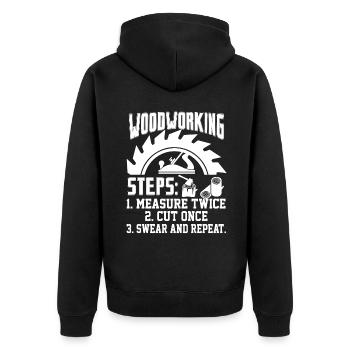 Woodworking Woodworking Steps - Unisex Premium Organic Zip Hoodie - black - Back - Nico (187cm)