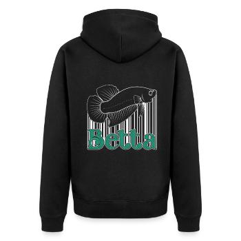 Betta Fish Betta Fish Vintage - Unisex Premium Organic Zip Hoodie - black - Back - Nico (187cm)