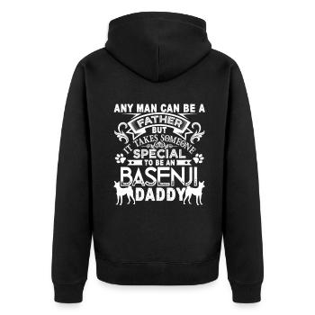 Proud To Be A Basenji Daddy - Unisex Premium Organic Zip Hoodie - black - Back - Nico (187cm)
