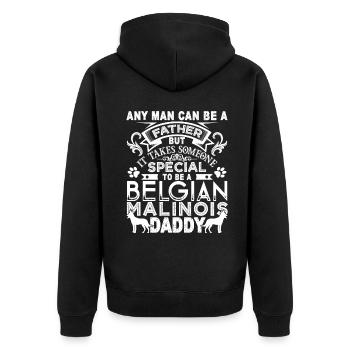 Belgian Malinois Belgian Malinois Daddy - Unisex Premium Organic Zip Hoodie - black - Back - Nico (187cm)