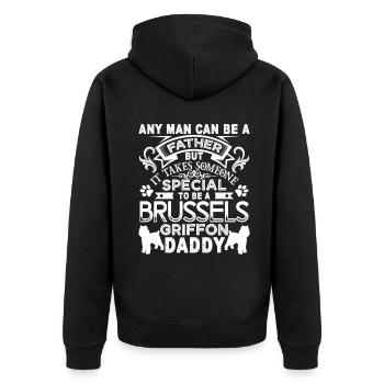 Proud Brussels Griffon Daddy - Unisex Premium Organic Zip Hoodie - black - Back - Nico (187cm)