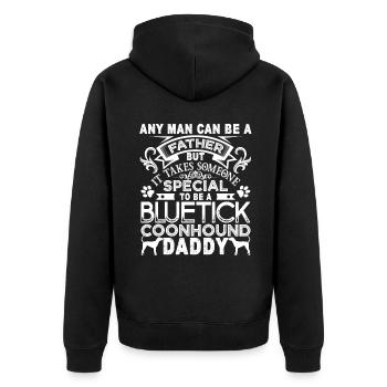 Proud Bluetick Coonhound Daddy - Unisex Premium Organic Zip Hoodie - black - Back - Nico (187cm)
