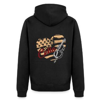Cello Cello Flag - Unisex Premium Organic Zip Hoodie - black - Back - Nico (187cm)