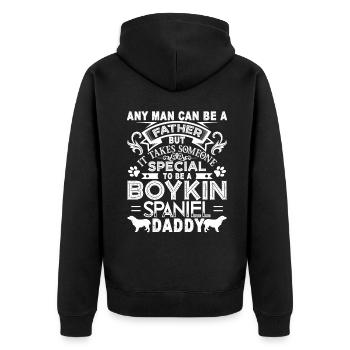 Proud Boykin Spaniel Daddy - Unisex Premium Organic Zip Hoodie - black - Back - Nico (187cm)