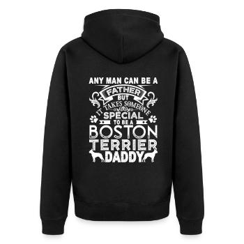 Proud Boston Terrier Daddy - Unisex Premium Organic Zip Hoodie - black - Back - Nico (187cm)