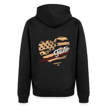 Flute Flute Flag - Unisex Premium Organic Zip Hoodie - black - Back - Nico (187cm)