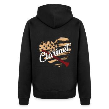 Clarinet Clarinet Flag - Unisex Premium Organic Zip Hoodie - black - Back - Nico (187cm)
