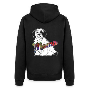 Lhasa Apso Lhasa Apso Mama - Unisex Premium Organic Zip Hoodie - black - Back - Nico (187cm)