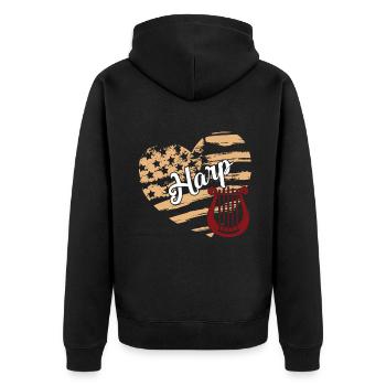 Harp Harp Flag - Unisex Premium Organic Zip Hoodie - black - Back - Nico (187cm)