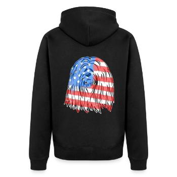 Lhasa Apso Lhasa Apso Flag - Unisex Premium Organic Zip Hoodie - black - Back - Nico (187cm)
