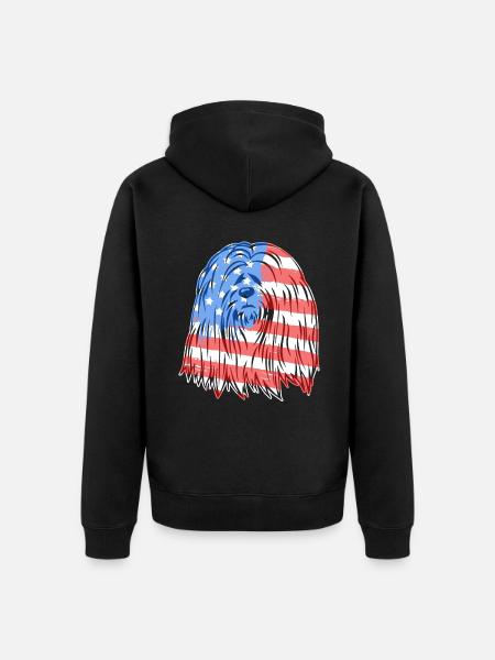 Lhasa Apso Lhasa Apso Flag - Unisex Premium Organic Zip Hoodie - black
