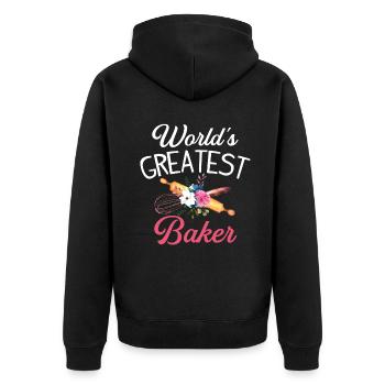 World's Greatest Baker - Unisex Premium Organic Zip Hoodie - black - Back - Nico (187cm)