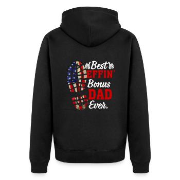 Best Effin' Bonus Dad Ever - Unisex Premium Organic Zip Hoodie - black - Back - Nico (187cm)