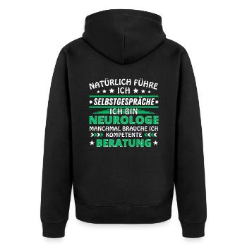 Ich führe Selbstgespräche - Neurologe Edition - Unisex Premium Bio Zip Hoodie - Schwarz - Hinten - Nico (187cm)