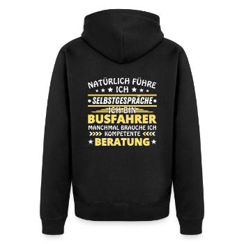 Je me parle à soi-même - Édition chauffeur de bus - Veste à capuche bio Premium Unisexe - noir - Dos - Nico (187cm)