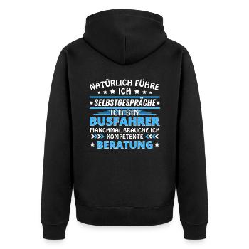 Je me parle à soi-même - Édition chauffeur de bus - Veste à capuche bio Premium Unisexe - noir - Dos - Nico (187cm)