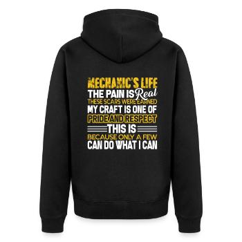 Mechanic Mechanic's Life - Unisex Premium Organic Zip Hoodie - black - Back - Nico (187cm)