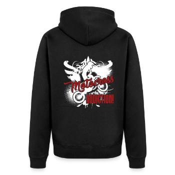 Motocross Motocross Addiction - Unisex Premium Organic Zip Hoodie - black - Back - Nico (187cm)