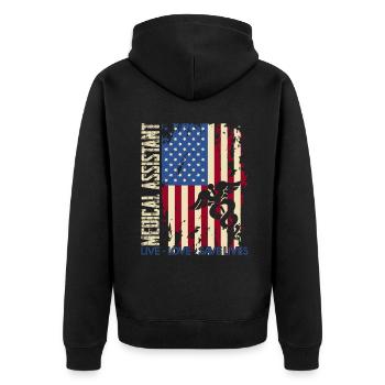 Medical Assistant Live Love Save Lives - Unisex Premium Organic Zip Hoodie - black - Back - Nico (187cm)