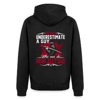Ninjutsu Never Underestimate A Guy Can Do Ninjutsu - Unisex Premium Organic Zip Hoodie - black - Back - Nico (187cm)