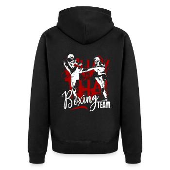 Muay Thai Muay Thai Boxing Team - Unisex Premium Organic Zip Hoodie - black - Back - Nico (187cm)