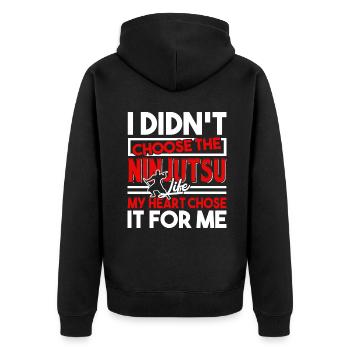 Ninjutsu My Heart Chose Ninjutsu For Me - Unisex Premium Organic Zip Hoodie - black - Back - Nico (187cm)